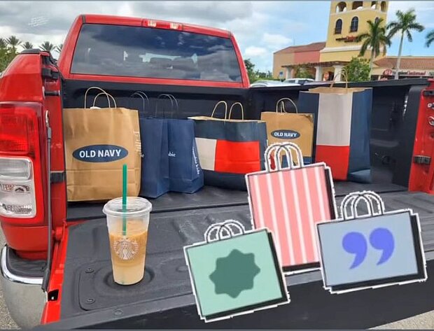 Truck bed full after shopping at Miromar Outlets