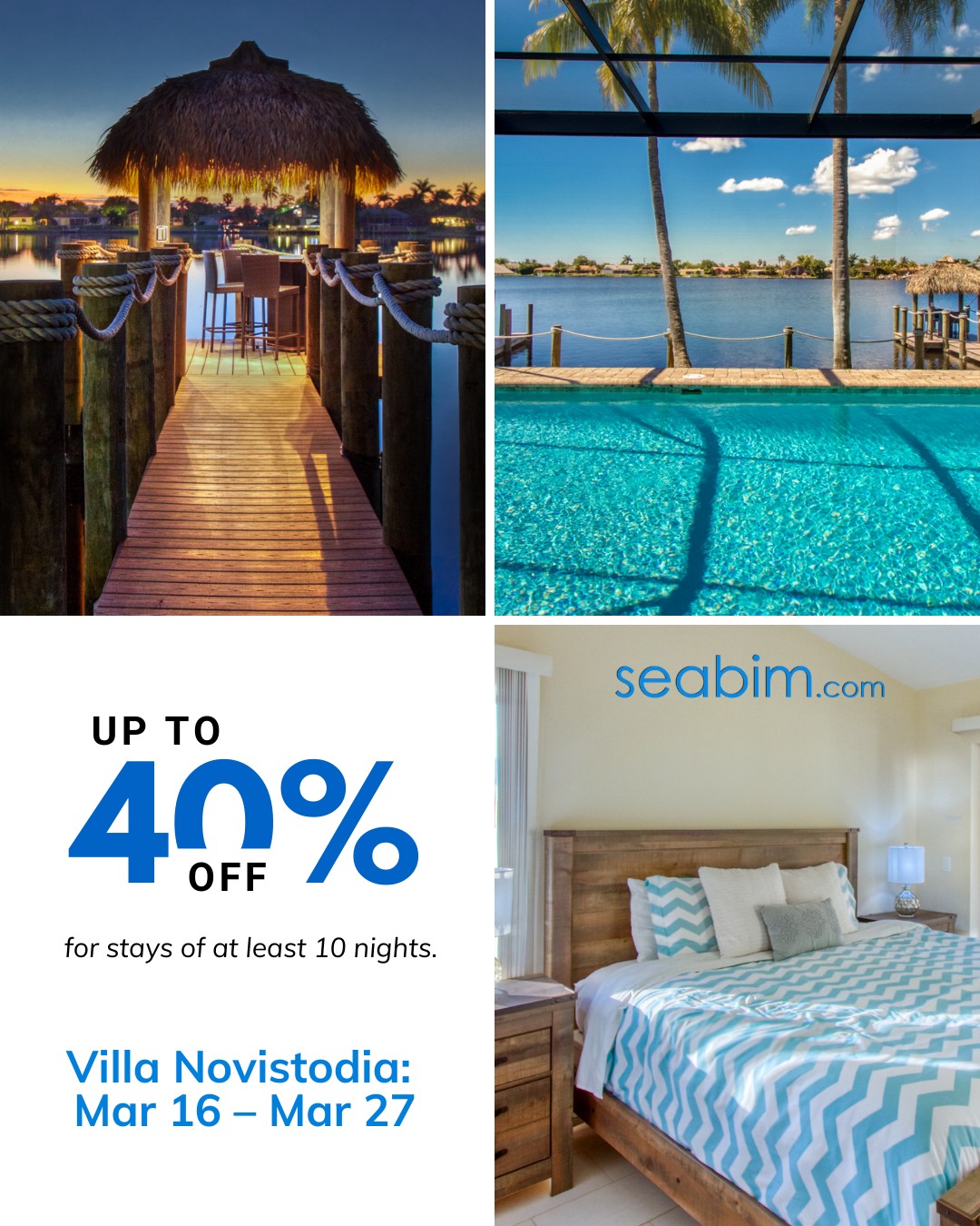 🏡 Imagine spending 10+ nights in your own villa in Cape Coral, with waterfront views, sunsets, and zero stress.
That’s Villa Novistodia in Cape Cor...