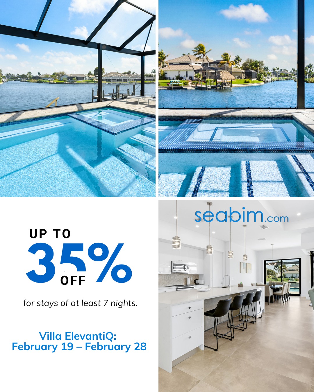 Looking for a last-minute Florida escape? 🌞

Villa ElevantiQ | Feb 19–28

 ✨ Up to 35% OFF for stays of 7 nights or more.
 Electricity included. No...