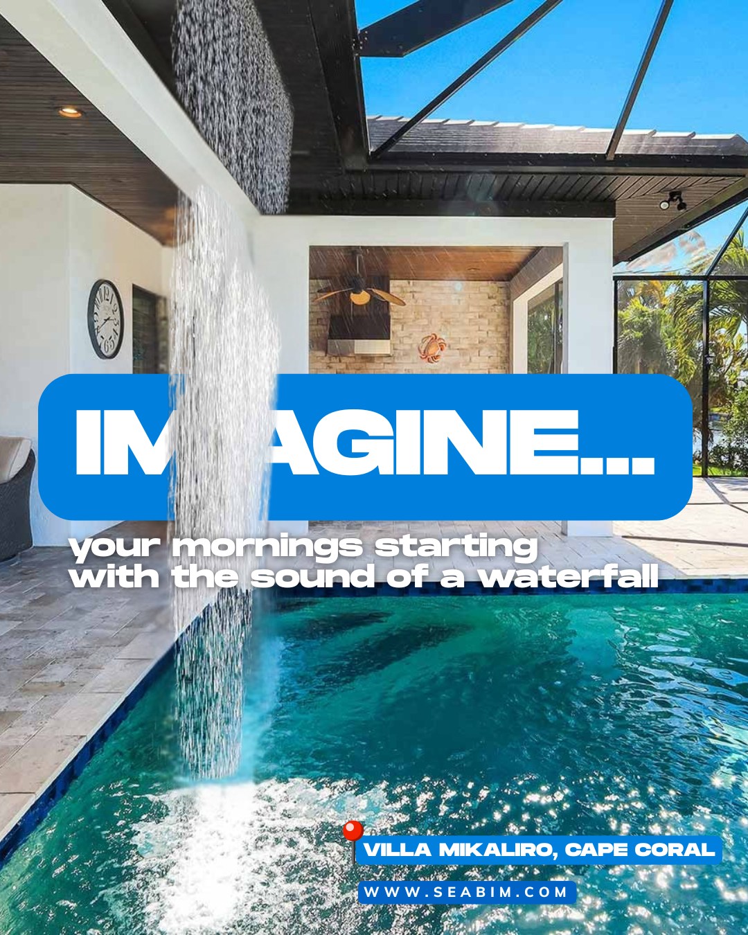 Can we take a moment for this waterfall? 💦 
Imagine lounging here all day… that’s Cape Coral living at Villa MIKALIRO.

Book now: Link in bio!

#Se...