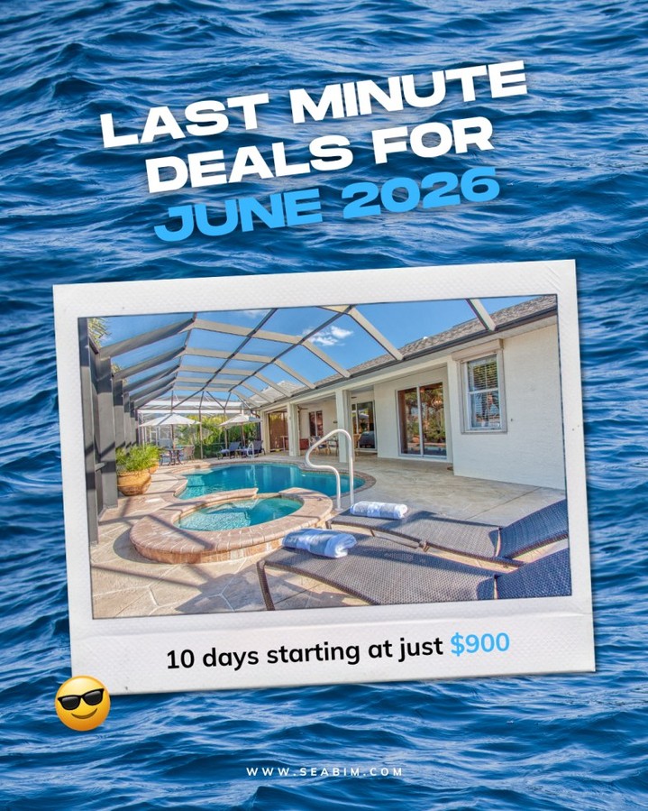 Last minute plans for June 2026? 👀
We’ve got something for you:

 🏡 10 days in a private villa in Cape Coral starting at just $900:

✔ Private pool...