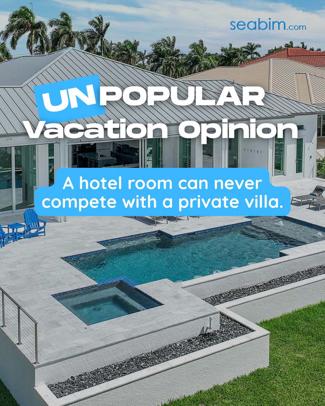 A hotel room can never compete with a private villa. 😏

Why share a pool with strangers when you can have one all to yourself?
Change our mind. 👇

...